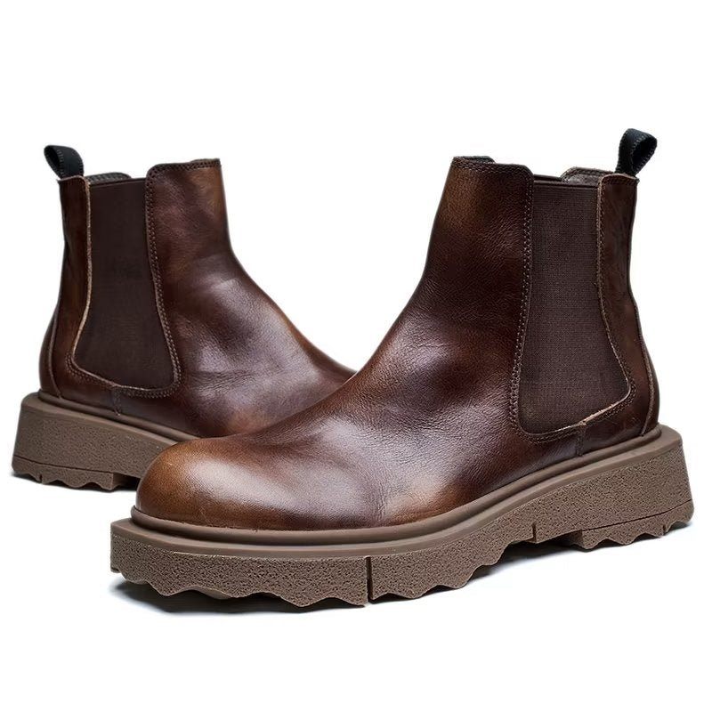 Botas Masculinas Elegance Slip On Ankle Boots - Café