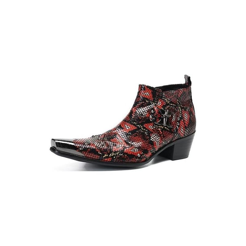 Botas Masculinas Elegância Exóticabotas Couro Luxuosas - Vermelho