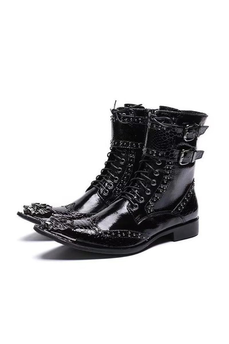 Botas Masculinas Elegantes Com Bico Fino - Preto