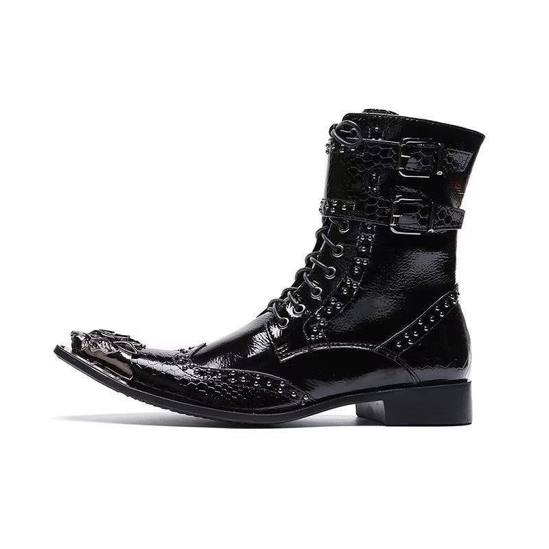 Botas Masculinas Elegantes Com Bico Fino - Preto