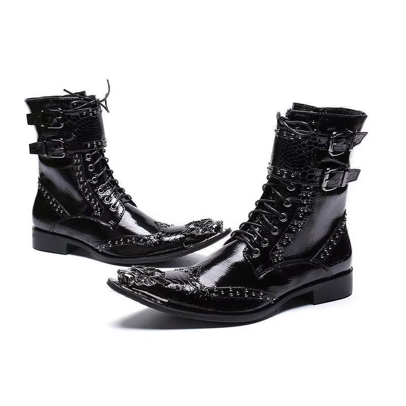 Botas Masculinas Elegantes Com Bico Fino - Preto