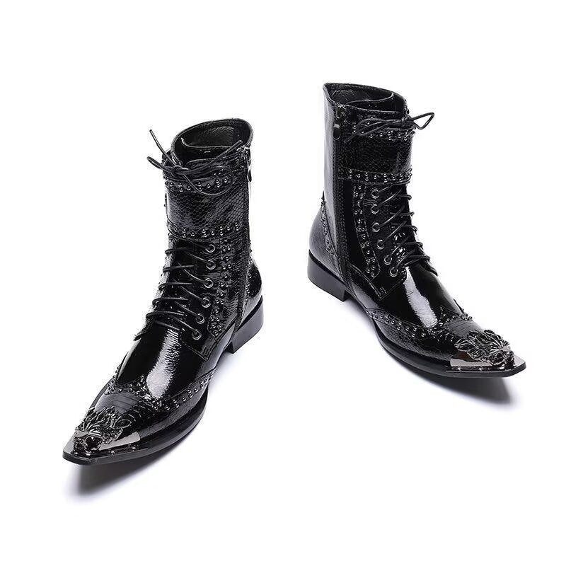 Botas Masculinas Elegantes Com Bico Fino - Preto