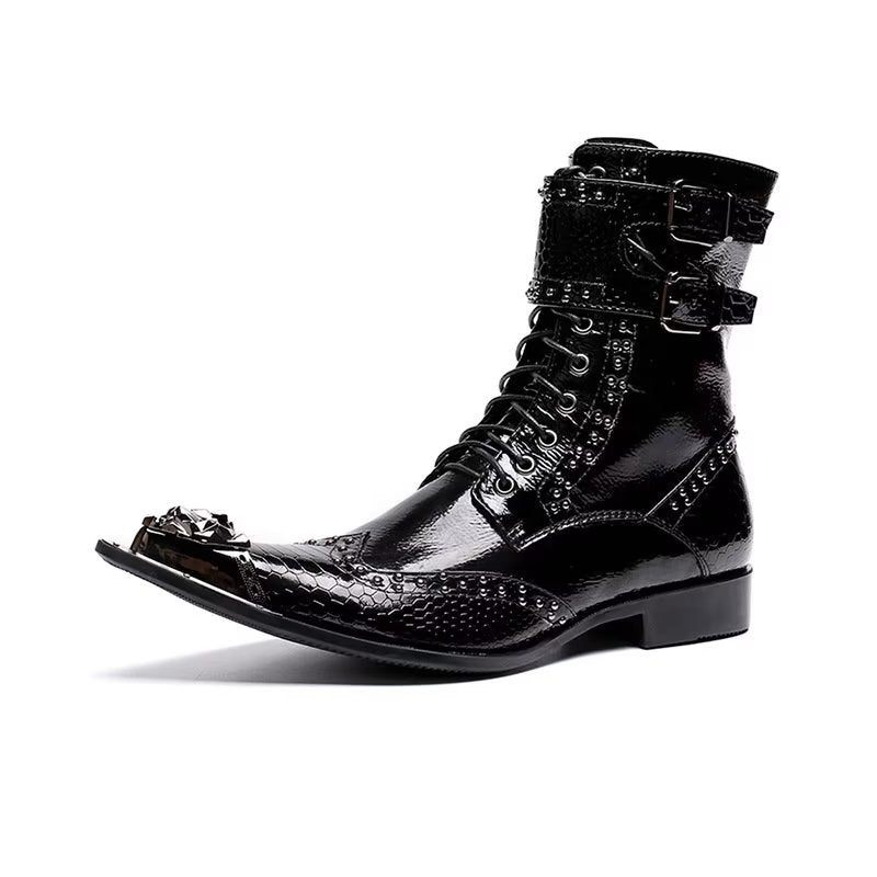 Botas Masculinas Elegantes Com Bico Fino - Preto