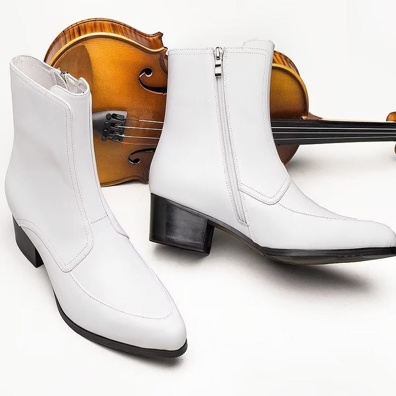 Botas Masculinas Elegantes Com Bico Fino - Branco