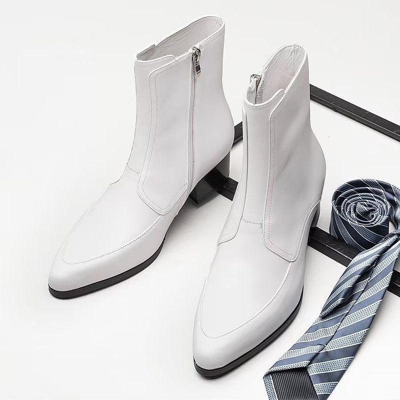 Botas Masculinas Elegantes Com Bico Fino - Branco