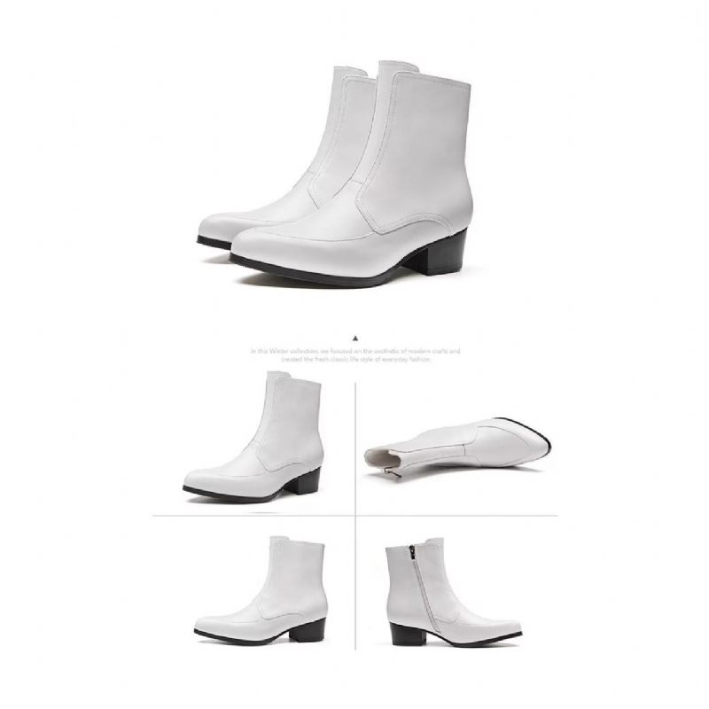 Botas Masculinas Elegantes Com Bico Fino - Branco