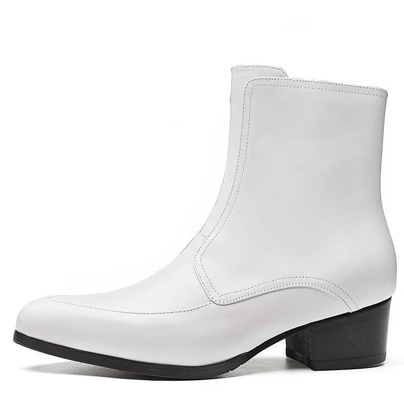 Botas Masculinas Elegantes Com Bico Fino - Branco