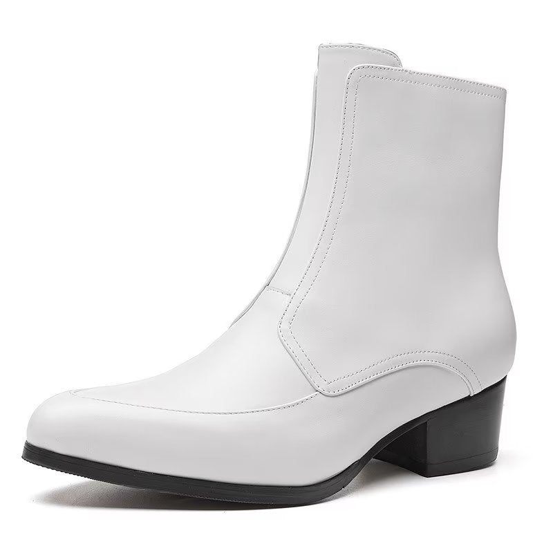 Botas Masculinas Elegantes Com Bico Fino - Branco