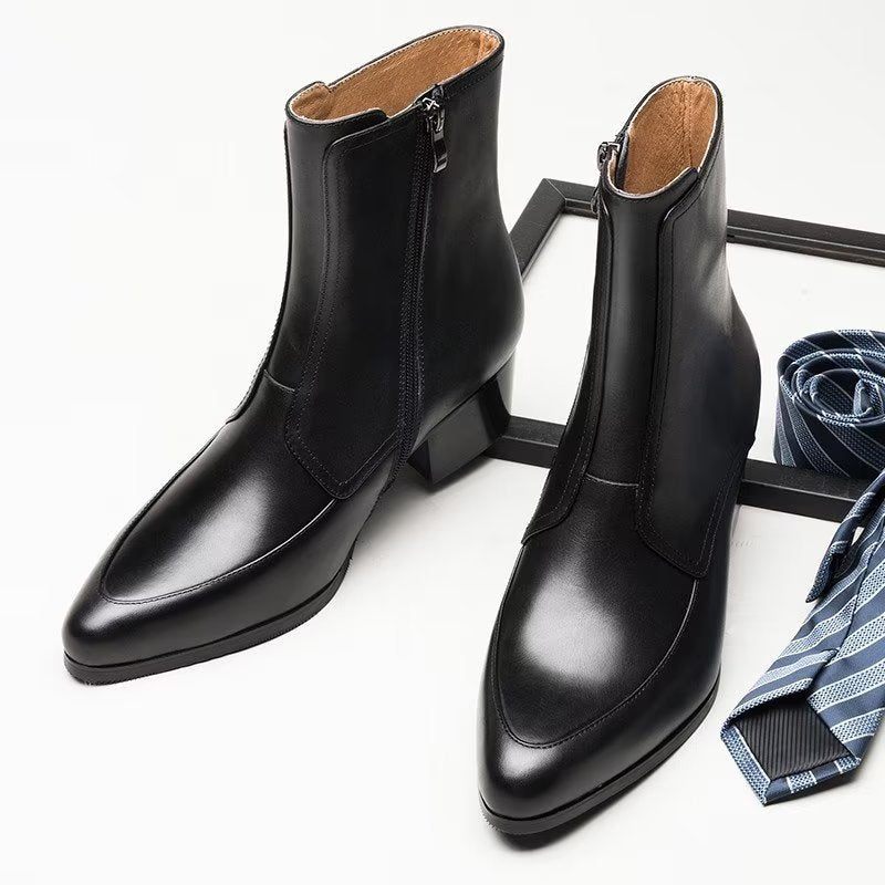 Botas Masculinas Elegantes Com Bico Fino - Preto