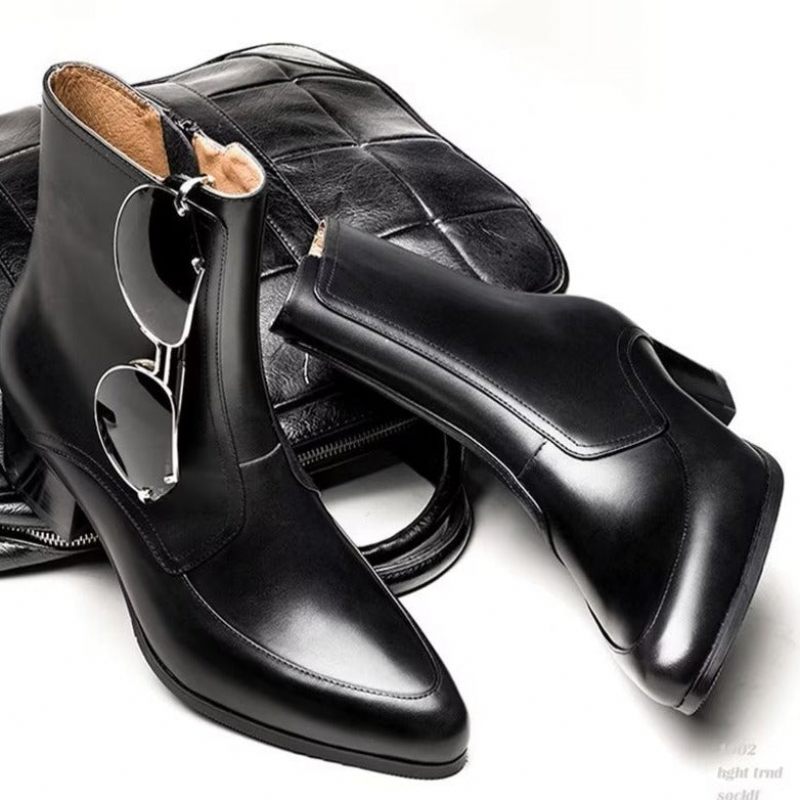 Botas Masculinas Elegantes Com Bico Fino - Preto