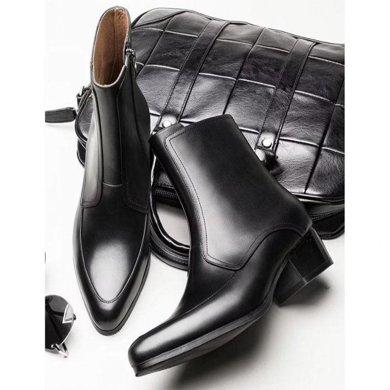 Botas Masculinas Elegantes Com Bico Fino - Preto