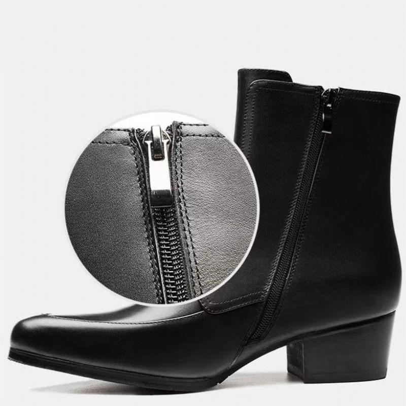 Botas Masculinas Elegantes Com Bico Fino - Preto