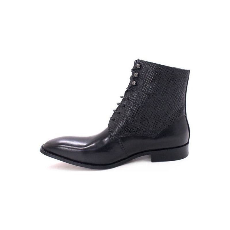 Botas Masculinas Elegantes Com Bico Fino Couro Vaca