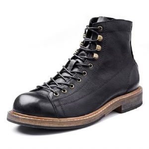 Botas Masculinas Elegantes Com Bico Redondo E Cadarço