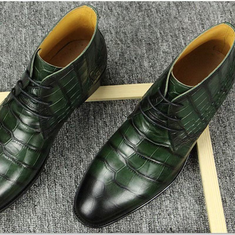 Botas Masculinas Elegantes Com Cadarço - Verde