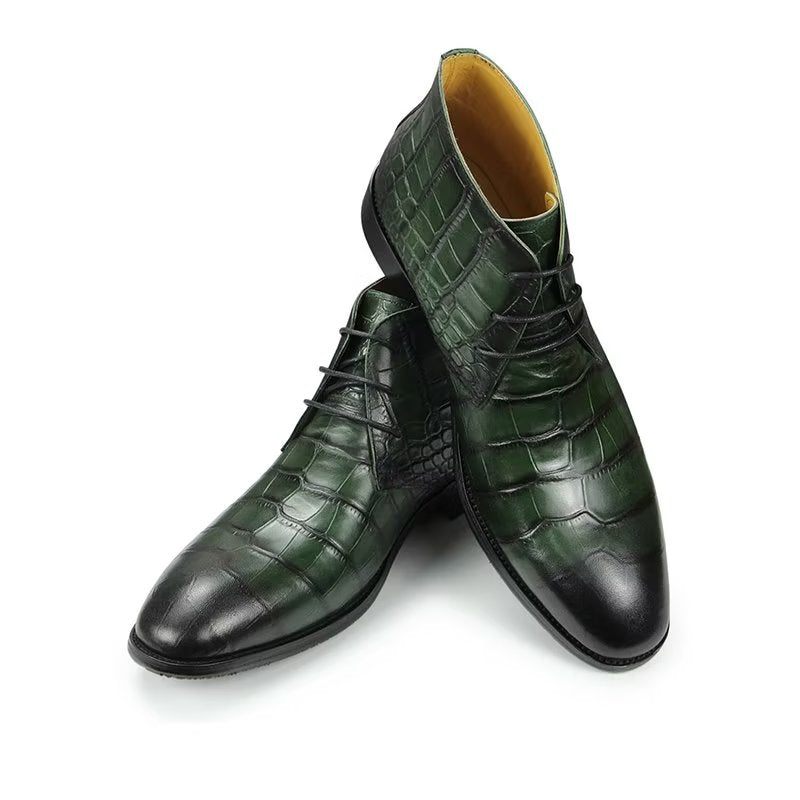 Botas Masculinas Elegantes Com Cadarço - Verde