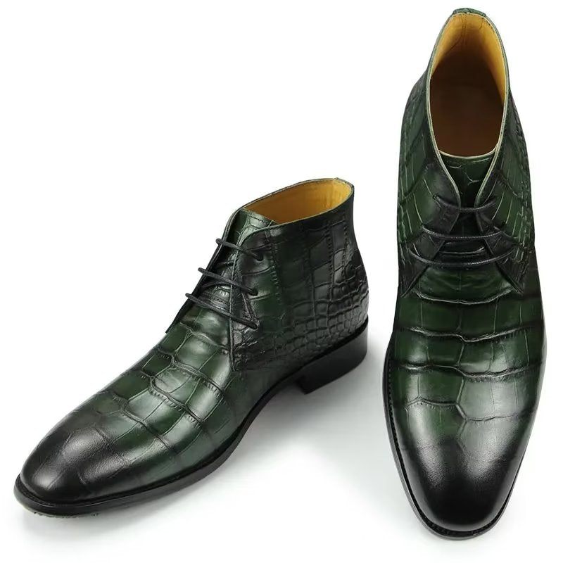 Botas Masculinas Elegantes Com Cadarço - Verde