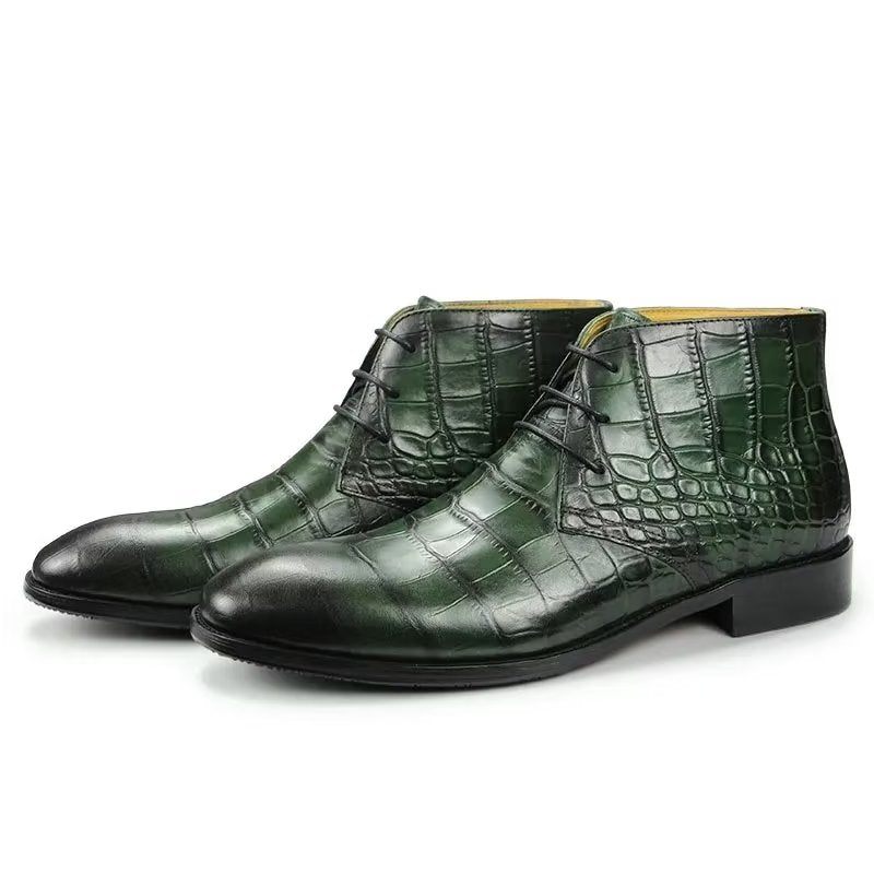 Botas Masculinas Elegantes Com Cadarço - Verde