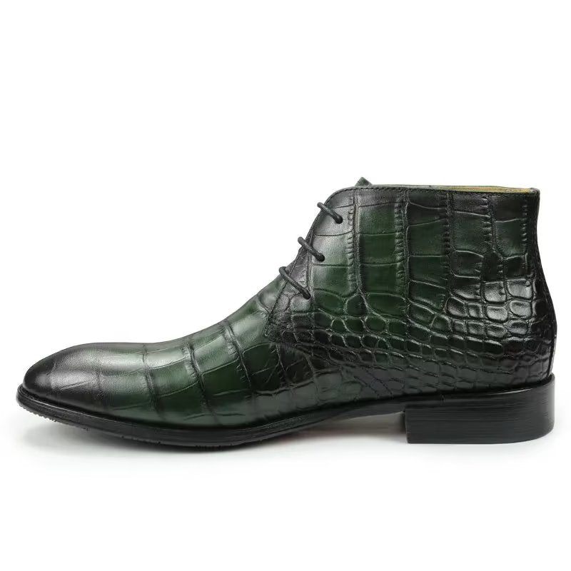 Botas Masculinas Elegantes Com Cadarço - Verde