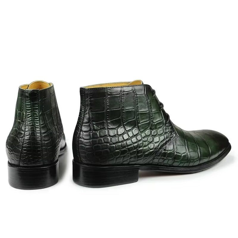 Botas Masculinas Elegantes Com Cadarço - Verde