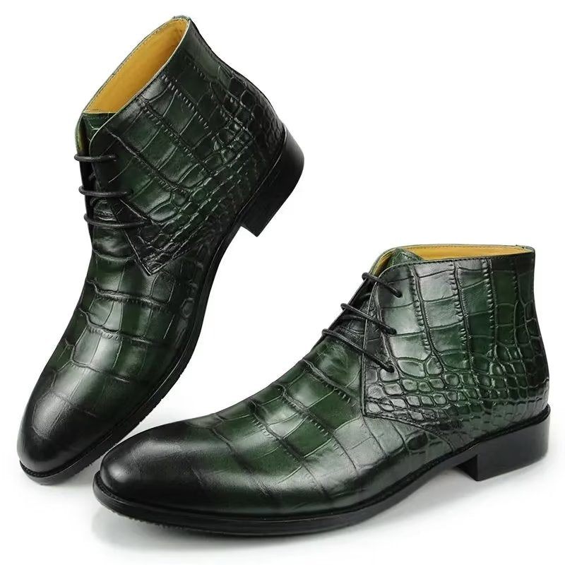 Botas Masculinas Elegantes Com Cadarço - Verde