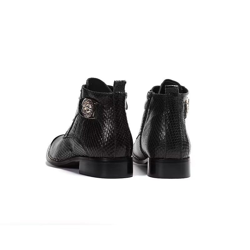 Botas Masculinas Elegantes Com Cadarço No Tornozelo - Preto