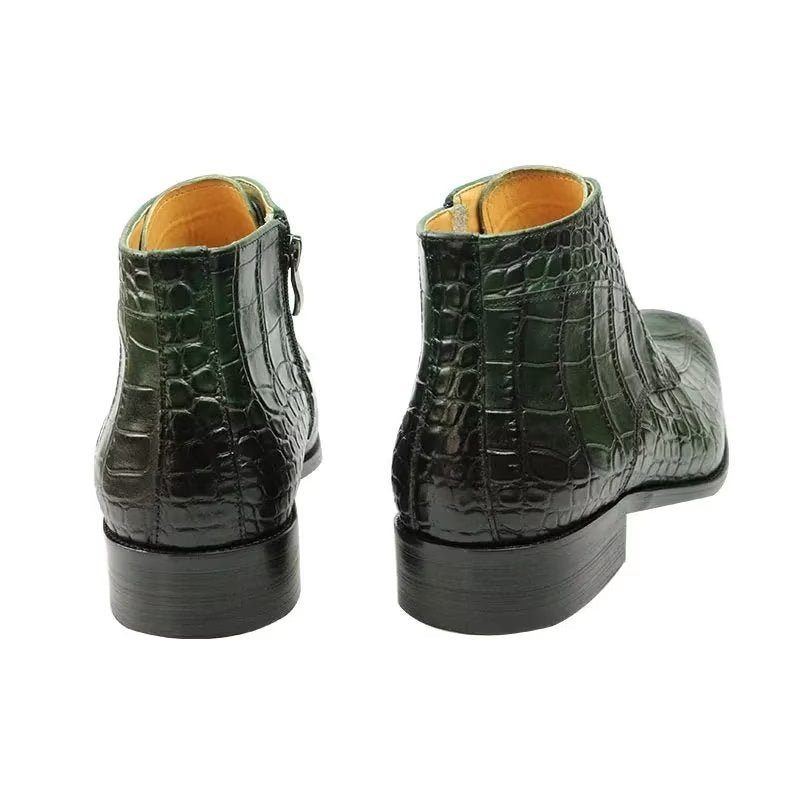 Botas Masculinas Elegantes Com Estampa Couro Cadarço E Luxuosas - Verde