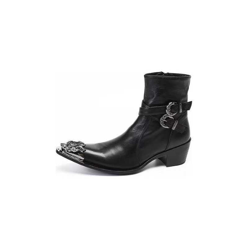 Botas Masculinas Elegantes Com Fecho Zíper - Preto