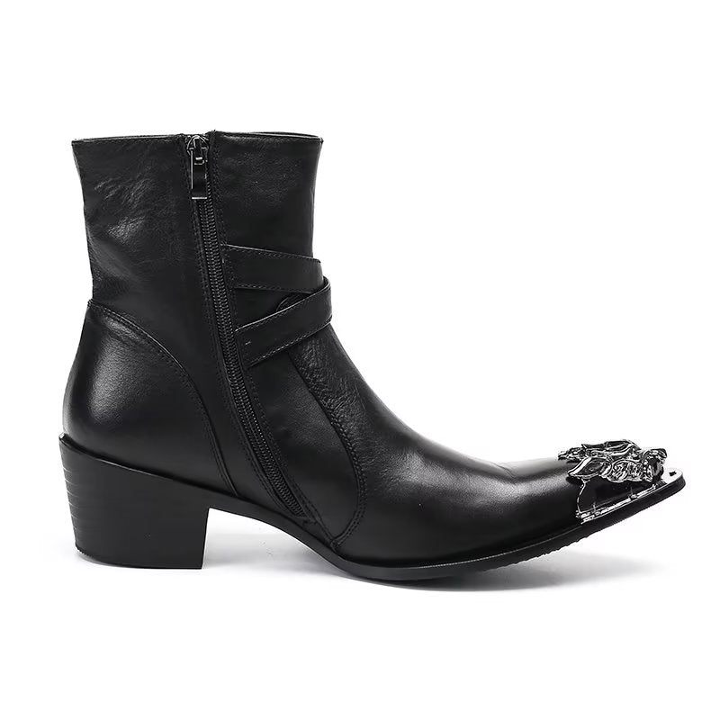 Botas Masculinas Elegantes Com Fecho Zíper - Preto