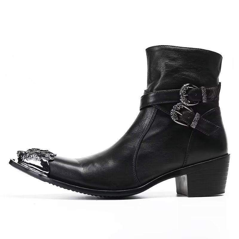 Botas Masculinas Elegantes Com Fecho Zíper - Preto