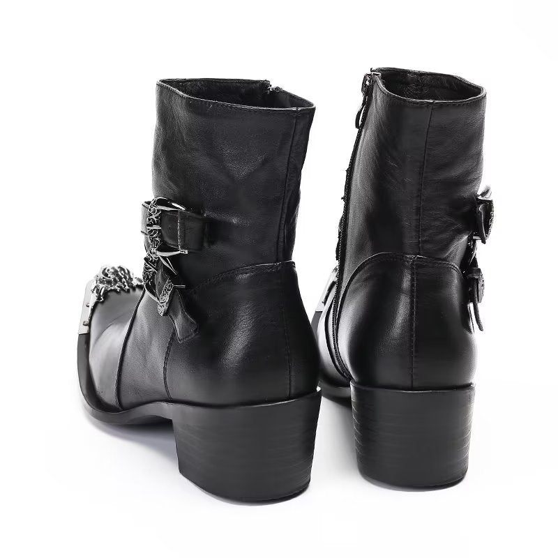 Botas Masculinas Elegantes Com Fecho Zíper - Preto