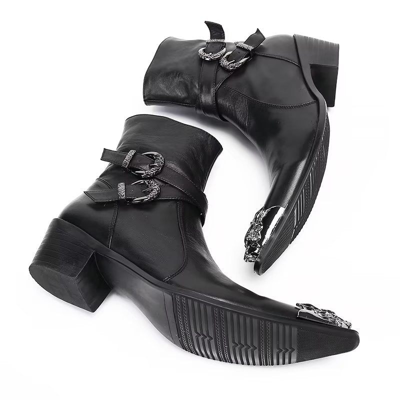 Botas Masculinas Elegantes Com Fecho Zíper - Preto