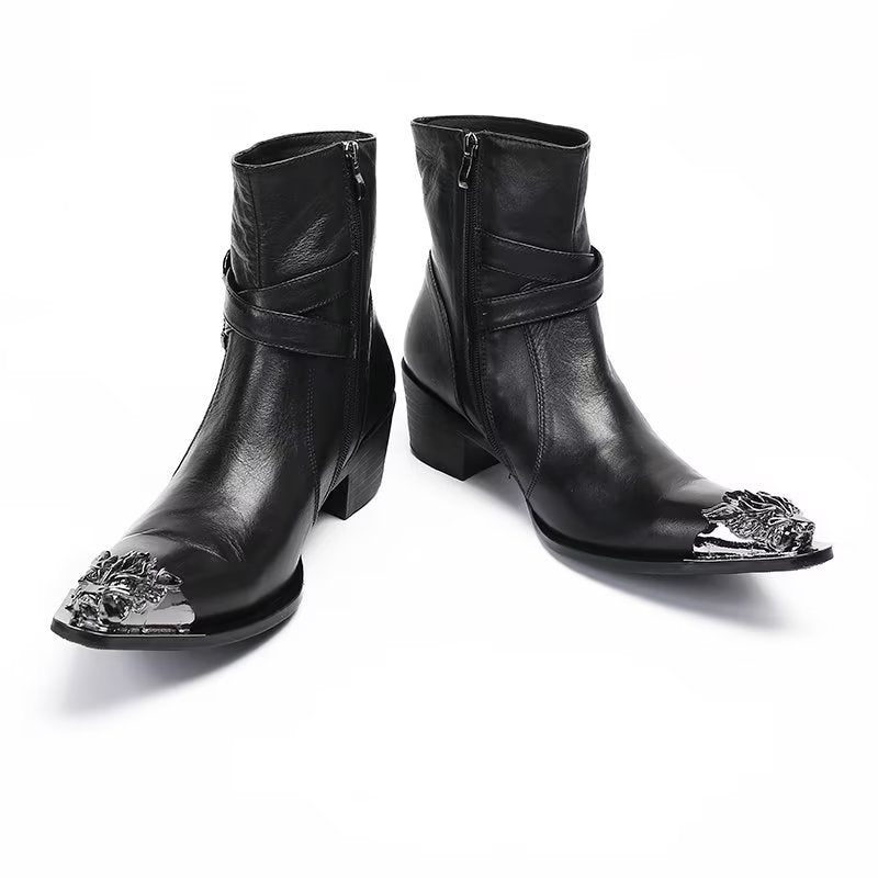 Botas Masculinas Elegantes Com Fecho Zíper - Preto