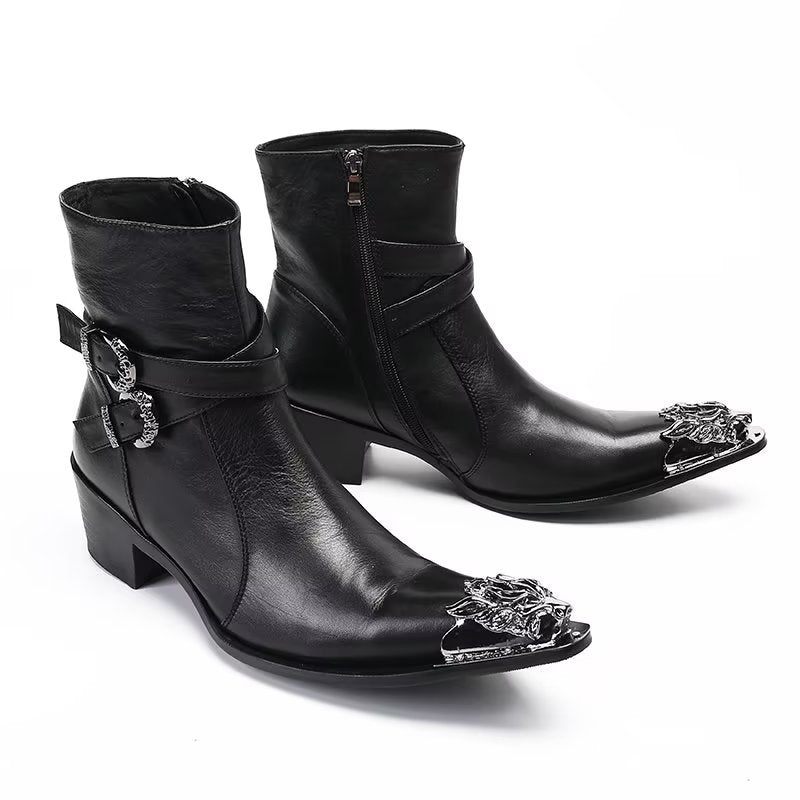 Botas Masculinas Elegantes Com Fecho Zíper - Preto