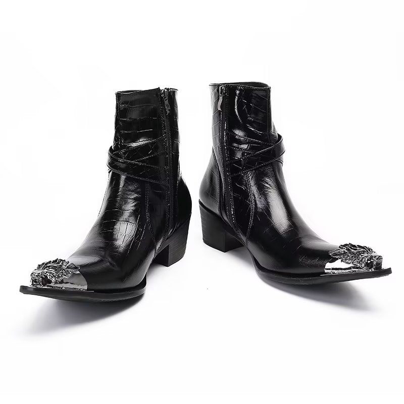 Botas Masculinas Elegantes Com Fecho Zíper - Preto