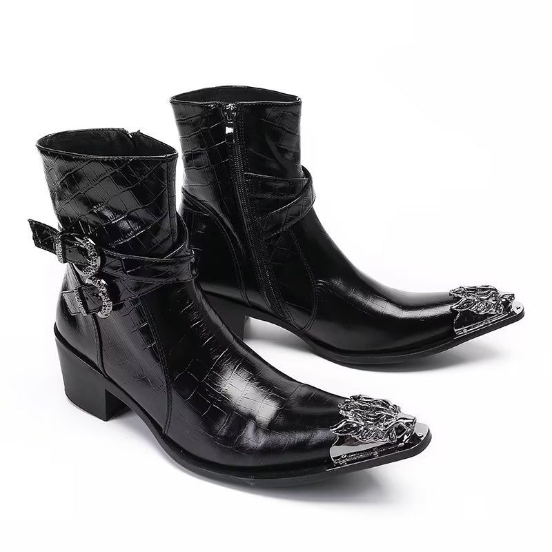 Botas Masculinas Elegantes Com Fecho Zíper - Preto