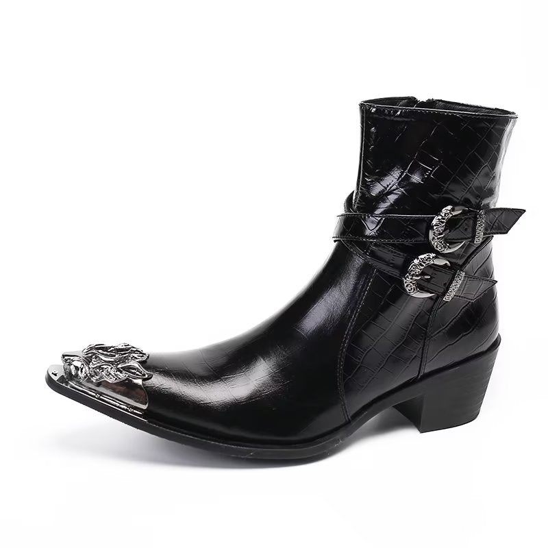 Botas Masculinas Elegantes Com Fecho Zíper - Preto