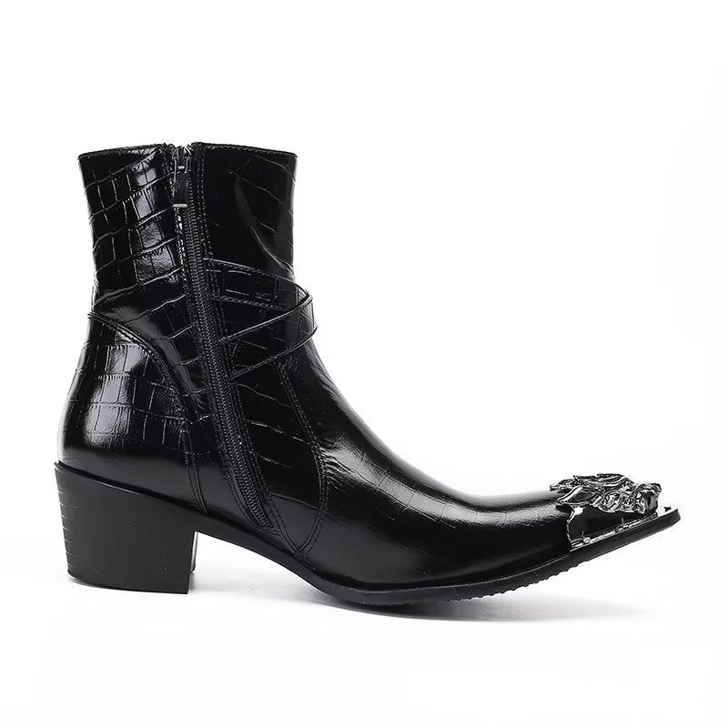 Botas Masculinas Elegantes Com Fecho Zíper - Preto