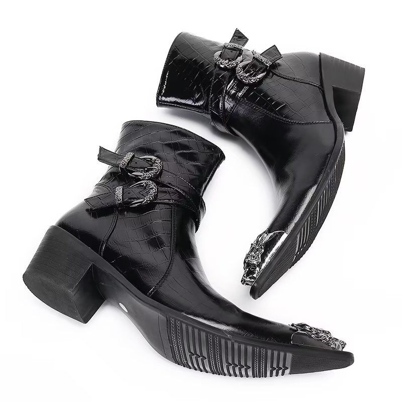 Botas Masculinas Elegantes Com Fecho Zíper - Preto