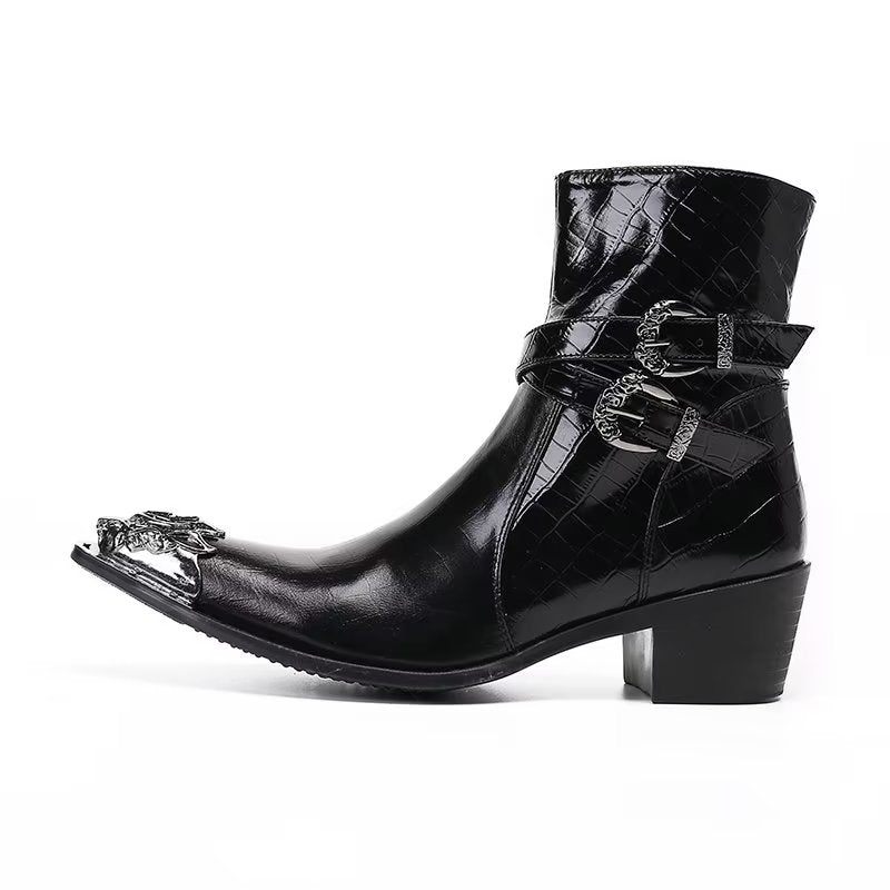 Botas Masculinas Elegantes Com Fecho Zíper - Preto