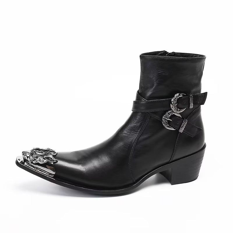 Botas Masculinas Elegantes Com Fecho Zíper - Preto