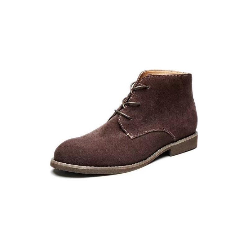 Botas Masculinas Elegantes Couro Bovino Com Cadarço Envernizado