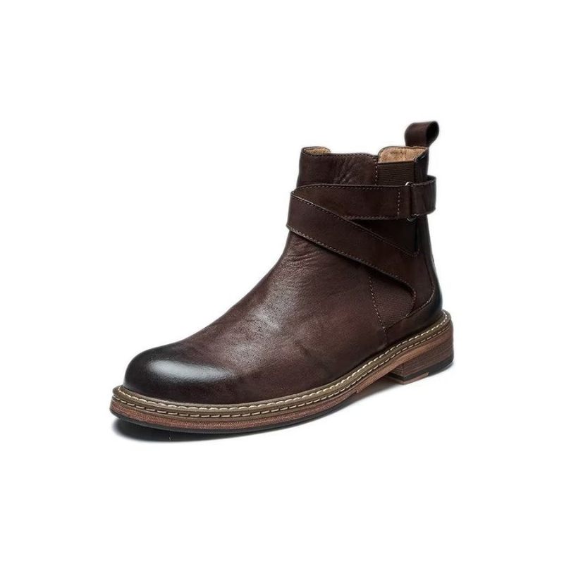 Botas Masculinas Elegantes Couro Com Cadarço Clássico