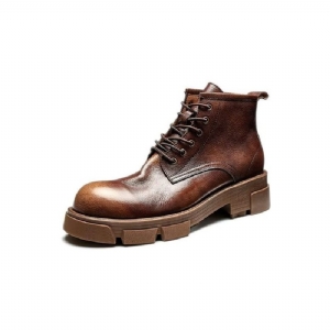 Botas Masculinas Elegantes Couro Com Cadarço E Camurça