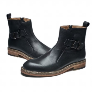 Botas Masculinas Elegantes Couro Com Cadarço Plano