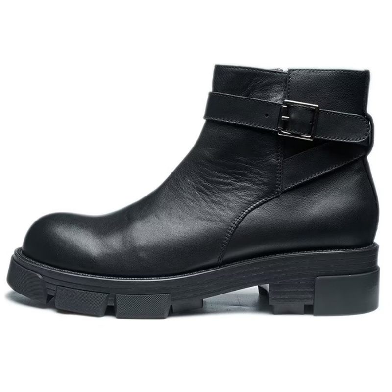 Botas Masculinas Elegantes Couro Com Cadarço Plataforma