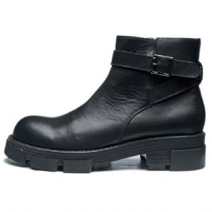 Botas Masculinas Elegantes Couro Com Cadarço Plataforma