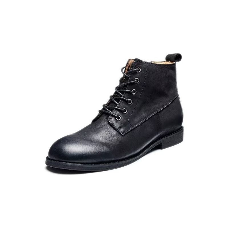 Botas Masculinas Elegantes Couro Com Cordões No Tornozelo