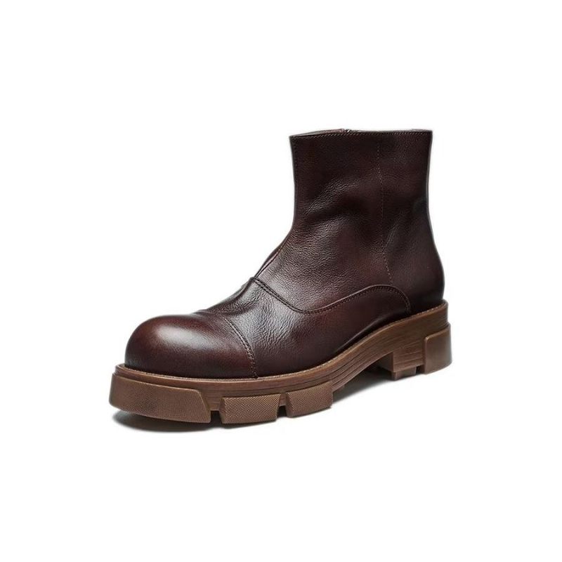 Botas Masculinas Elegantes Couro Com Deslizamento Em Tornozelo Tachas