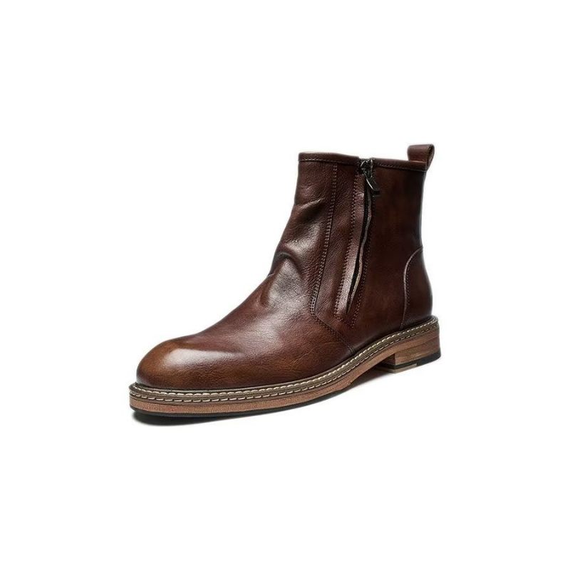 Botas Masculinas Elegantes Couro Vaca Com Salto Alto